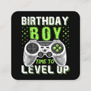 レベルアップ誕生日ボーイビデオゲーム スクエア名刺