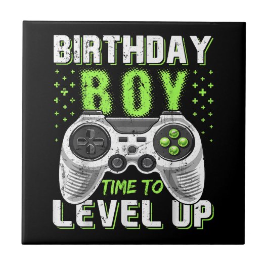 レベルアップ誕生日ボーイビデオゲーム タイル (正面)