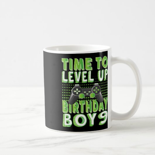 レベルアップ誕生日少年9歳ビデオGa コーヒーマグカップ (右)