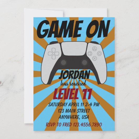 レベルアップ!ゲーマーの誕生日パーティーへようこそ 招待状 (正面)