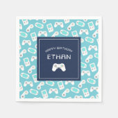 レベルアップ |ゲーマーテーマパーソナライズされた誕生日 スタンダードカクテルナプキン (正面)