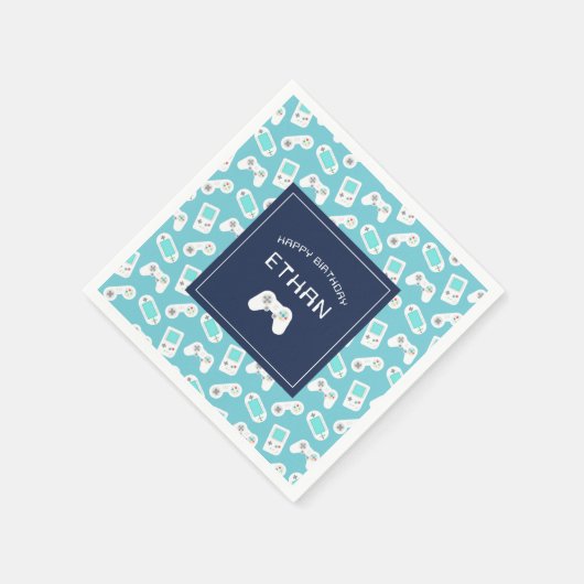 レベルアップ |ゲーマーテーマパーソナライズされた誕生日 スタンダードカクテルナプキン (角)