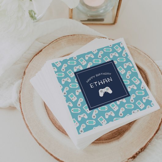 レベルアップ |ゲーマーテーマパーソナライズされた誕生日 スタンダードカクテルナプキン