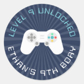 レベルアップ |ゲーマーテーマパーソナライズされた誕生日 ラウンドシール (正面)