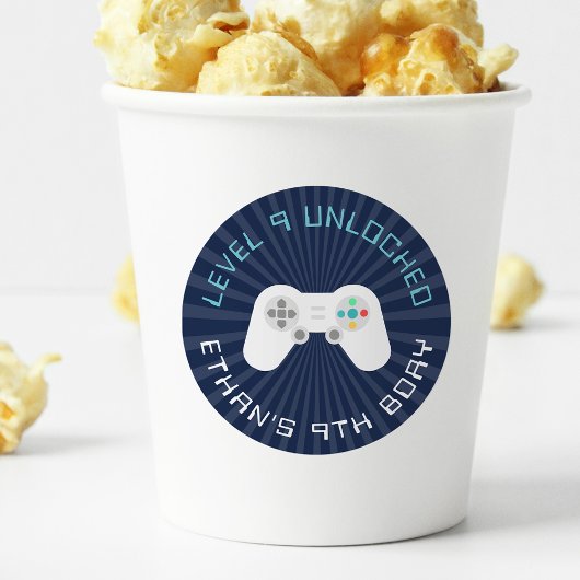 レベルアップ |ゲーマーテーマパーソナライズされた誕生日 ラウンドシール