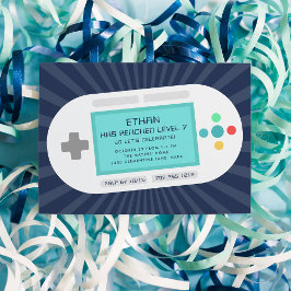 レベルアップ | ゲーマーテーマ子供の誕生日パーティー 招待状
