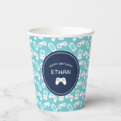 レベルアップ |ゲーマーパターンパーソナライズされた誕生日 紙コップ (裏面)