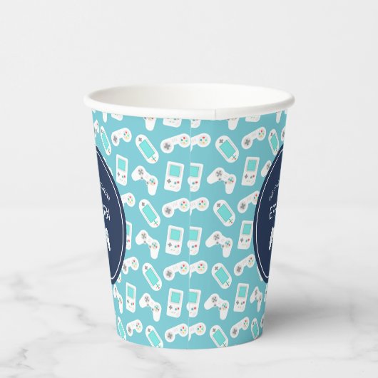 レベルアップ |ゲーマーパターンパーソナライズされた誕生日 紙コップ (右)