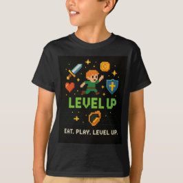 レベルアップ ゲーマー キッズTシャツ - ピクセル レトロ スタイル Tシャツ
