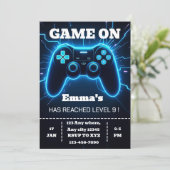 レベルアップ ゲーマー 誕生日 招待状 - ネオン ゲーム (スタンド正面)