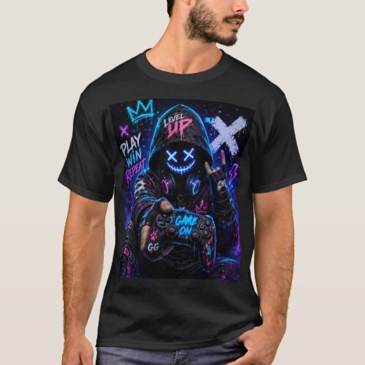 レベルアップ ゲーマー Tシャツ (正面)