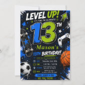 レベルアップ ゲーム スポーツ 誕生日 招待状 (正面)
