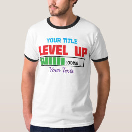レベルアップ テキスト 緑の進行状況バー Tシャツ