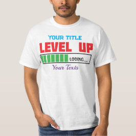 レベルアップ テキスト 緑の進行状況バー Tシャツ