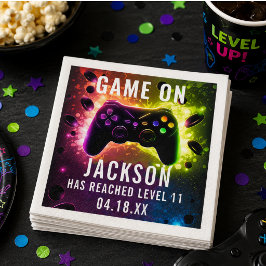 レベルアップ!ネオン ゲーム 誕生日パーティー スタンダードカクテルナプキン