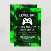 レベルアップ ビデオゲーム ゲーントラック バースデーパーティー 招待状 (正面/裏面)