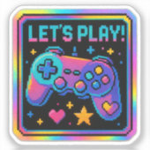 レベルアップ ピクセルアート ゲーマーバッジ シール (正面)