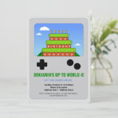 レベルアップ！ プリント可能なビデオゲームパーティーの招待状 招待状 (スタンド正面)