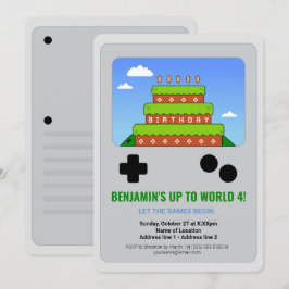 レベルアップ！ プリント可能なビデオゲームパーティーの招待状 招待状