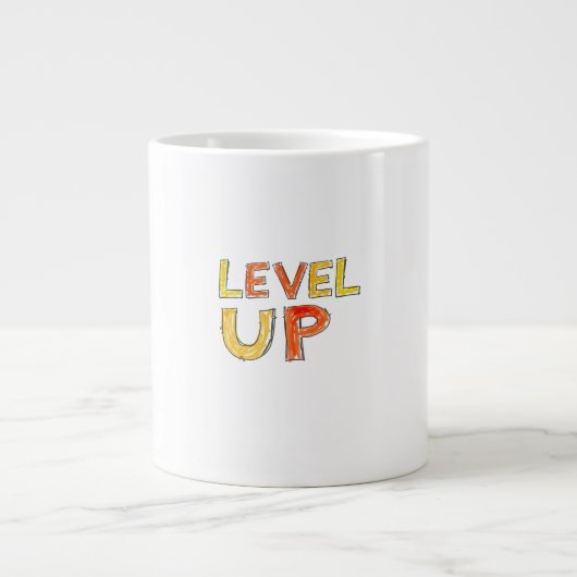 レベルアップ モチベーションデザイン ジャンボコーヒーマグカップ (正面)