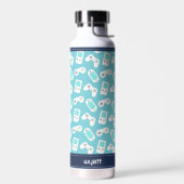 レベルアップ |レトロゲームのパターパーソナライズされたン ウォーターボトル (左面)