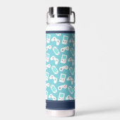 レベルアップ |レトロゲームのパターパーソナライズされたン ウォーターボトル (背面)