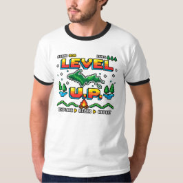 レベルアップ レトロ アーケード ミシガン Tシャツ