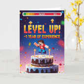 レベルアップ!+1年間の経験ゲーマー誕生日 カード (黄色い花)