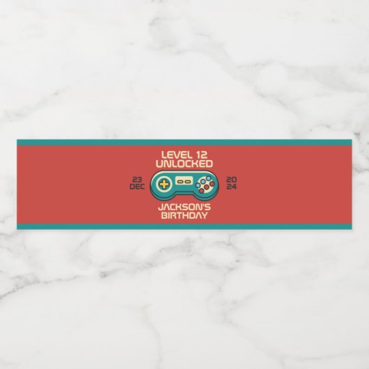 レベルアンロックレトロゲーマーボーイ10代のバースデーパーティー ペットボトルラベル (シングルラベル)