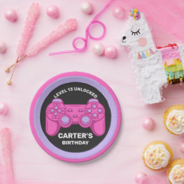 レベルアンロック誕生日ゲーマーパーソナライズされた紙P ペーパープレート