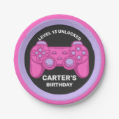 レベルアンロック誕生日ゲーマーパーソナライズされた紙P ペーパープレート (正面)