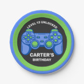 レベルアンロック誕生日ゲーマーパーソナライズされた ペーパープレート (正面)
