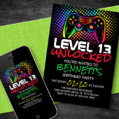 レベル解放 ビデオゲーム バースデー 招待状