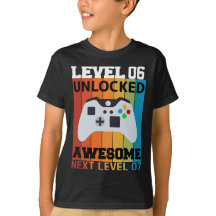 レベル06ロック解除された誕生日Tシャツ – Gamer Kids 6t