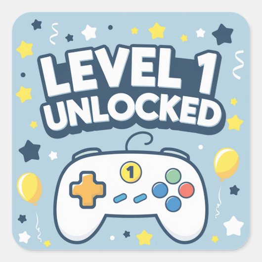 レベル1のロック解除 – 最初の誕生日ゲーム スクエアシール (正面)