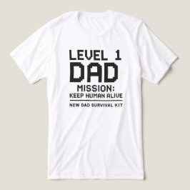 レベル1パパミッション 人間を生き残らせろ 面白いゲーマー トライブレンドＴシャツ