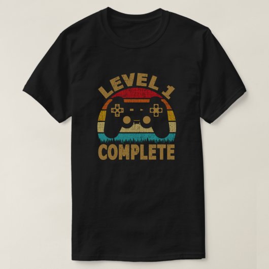 レベル1完全1周年記念ビデオゲーマー Tシャツ (デザイン正面)