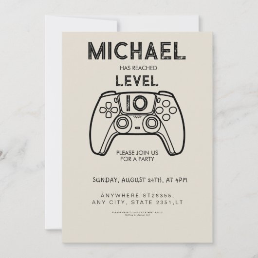 レベル10のビデオゲーム誕生日パーティー招待状 招待状 (正面)