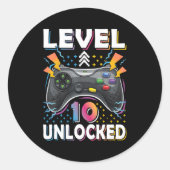 レベル10のロック解除されたビデオゲーマー10番目のゲーム ラウンドシール (正面)