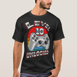 レベル10のロック解除された一致するビデオゲーム10th誕生日 tシャツ