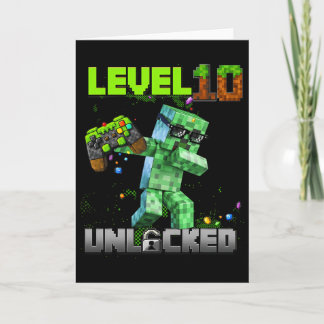 レベル10の解放 - バースデーボーイピクセルゲーマー10歳 カード