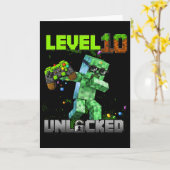 レベル10の解放 - バースデーボーイピクセルゲーマー10歳 カード (黄色い花)