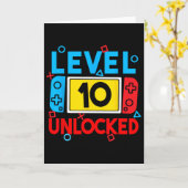 レベル10アンロックゲーマー 10歳の誕生日 ビデオゲーム B カード (黄色い花)