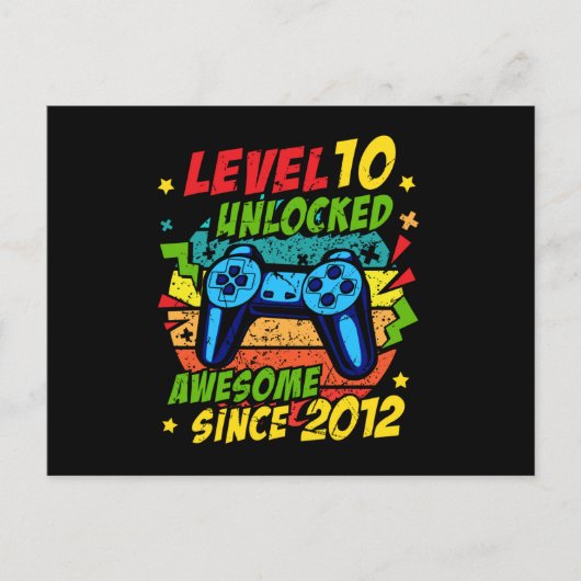 レベル10アンロック 2012年の素晴らしいゲーム 10周年誕生日 ポストカード (正面)