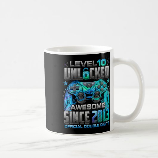 レベル10アンロック 2013年からスゴイ 10歳の誕生日 コーヒーマグカップ (右)