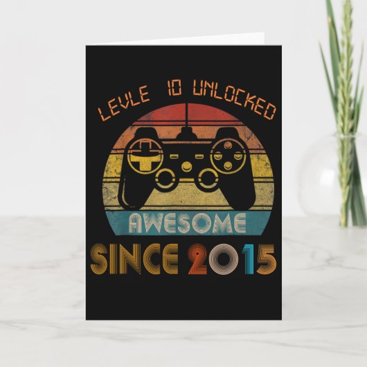 レベル10アンロック 2015年からスゴイ 10歳の誕生日 カード (正面)