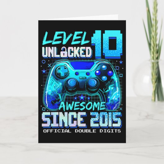 レベル10アンロック 2015年からスゴイ 10歳の誕生日 カード (正面)
