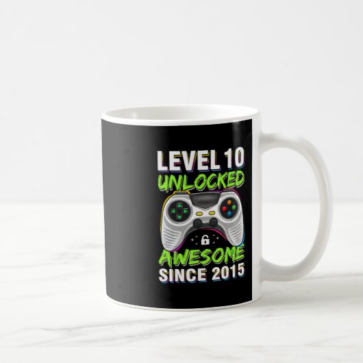 レベル10アンロック 2015年からスゴイ 10歳の誕生日 コーヒーマグカップ (右)