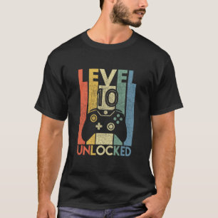 レベル10アンロックTシャツ 楽しいビデオゲーマー10歳の誕生日 Tシャツ