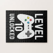 レベル10ロック解除おもしろいされたビデオゲーマー10誕生日 ジグソーパズル (横)
